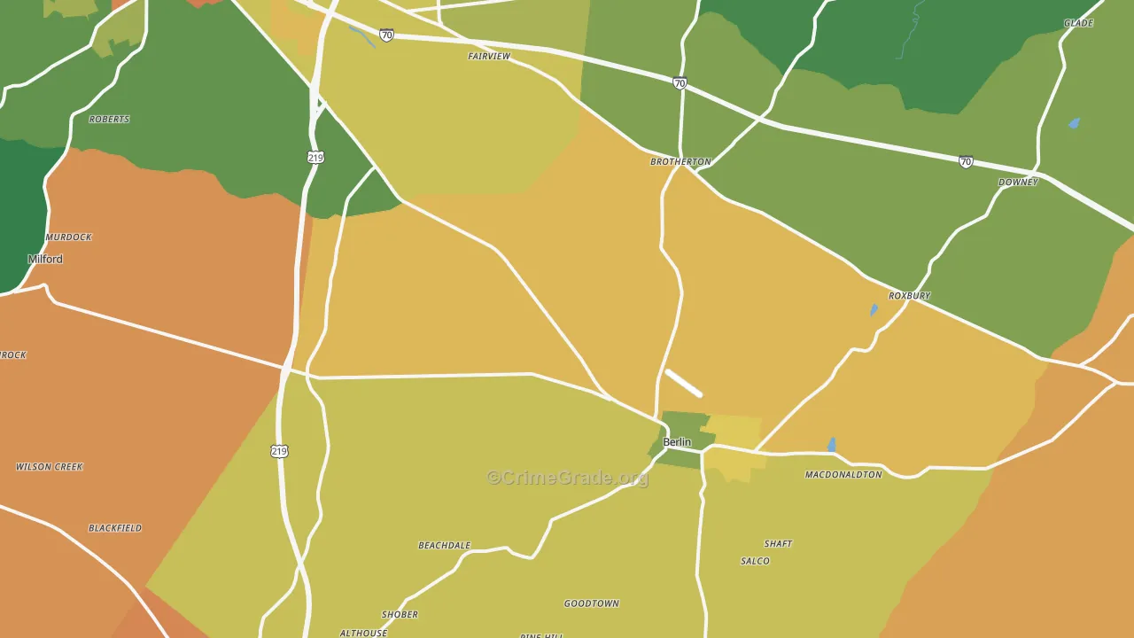 Berlin, PA Map of Murder Rates