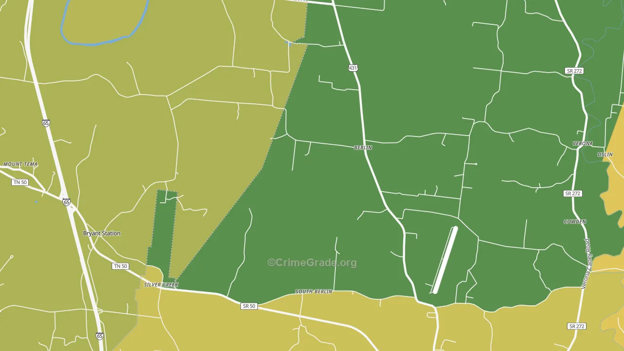 Berlin, TN Map of Murder Rates