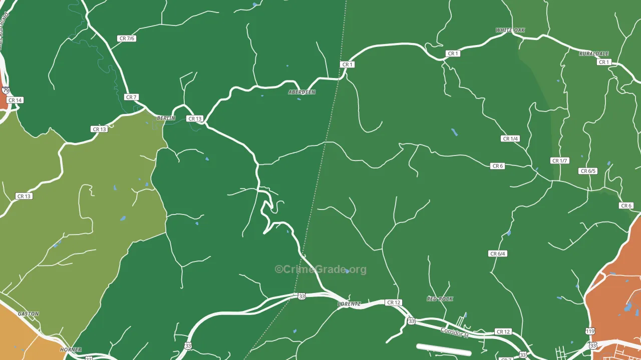 Berlin, WV Map of Murder Rates