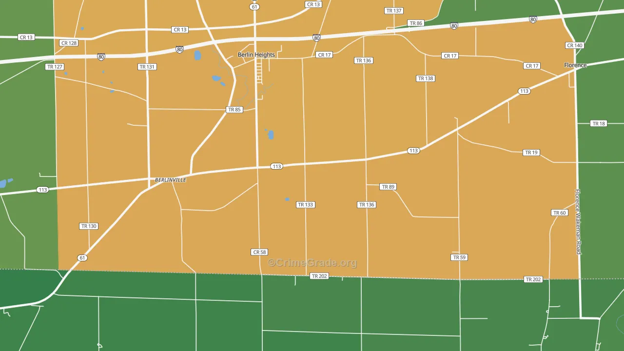 Berlinville, OH Map of Murder Rates