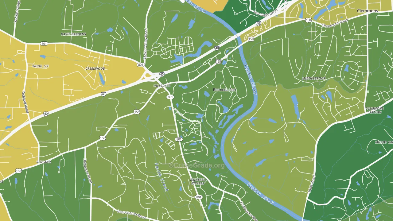 Bermuda Run, NC Map of Murder Rates