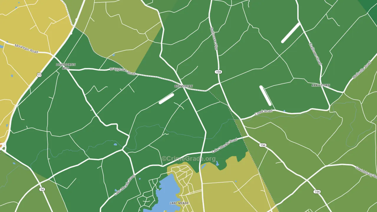 Bermudian, PA Map of Murder Rates