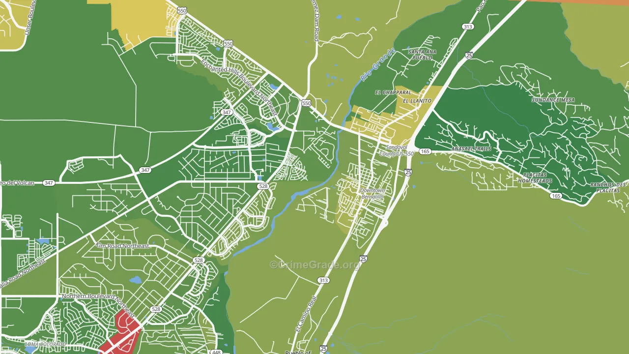 Bernalillo, NM Map of Murder Rates