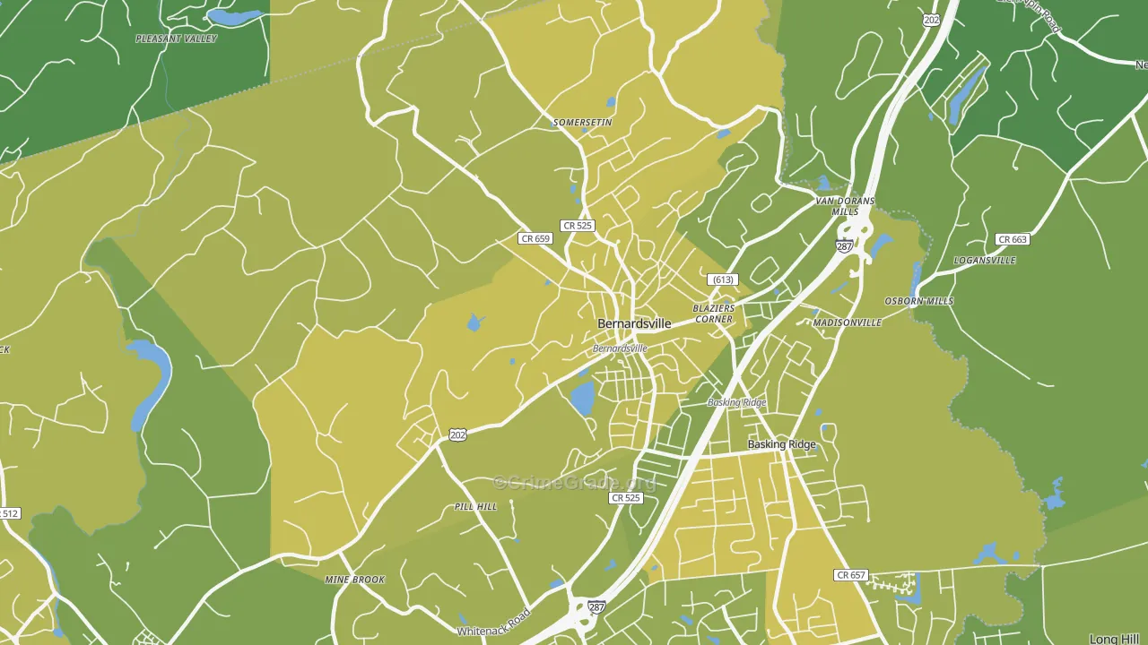 Bernardsville, NJ Map of Murder Rates