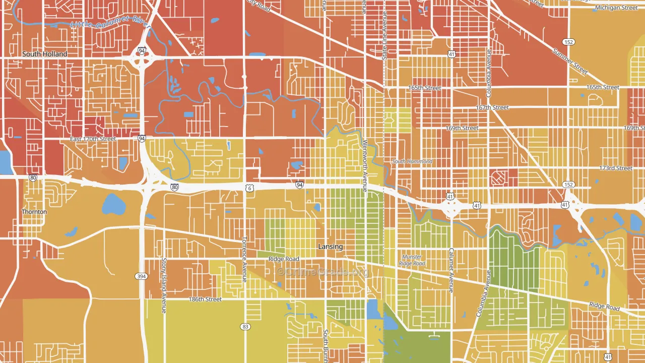 Bernice, Lansing, IL Map of Murder Rates