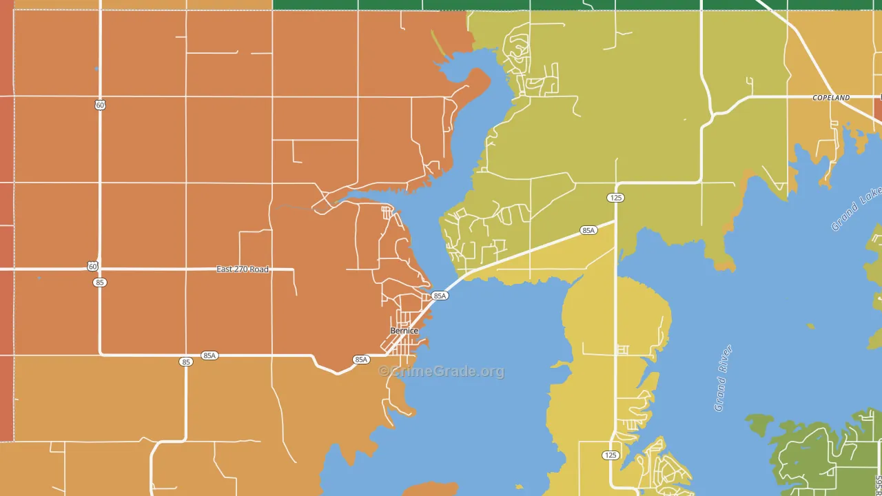 Bernice, OK Map of Murder Rates