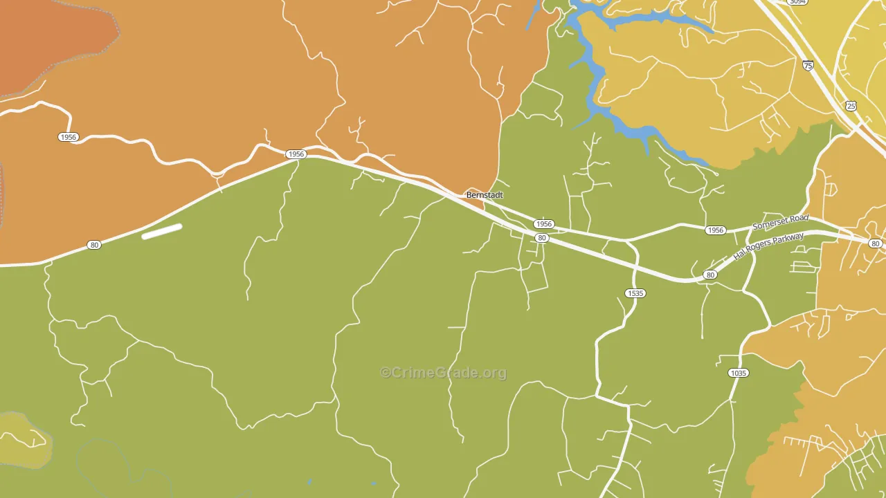 Bernstadt, KY Map of Murder Rates