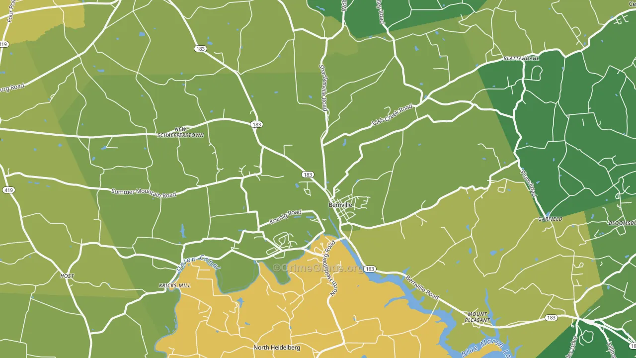Bernville, PA Map of Murder Rates