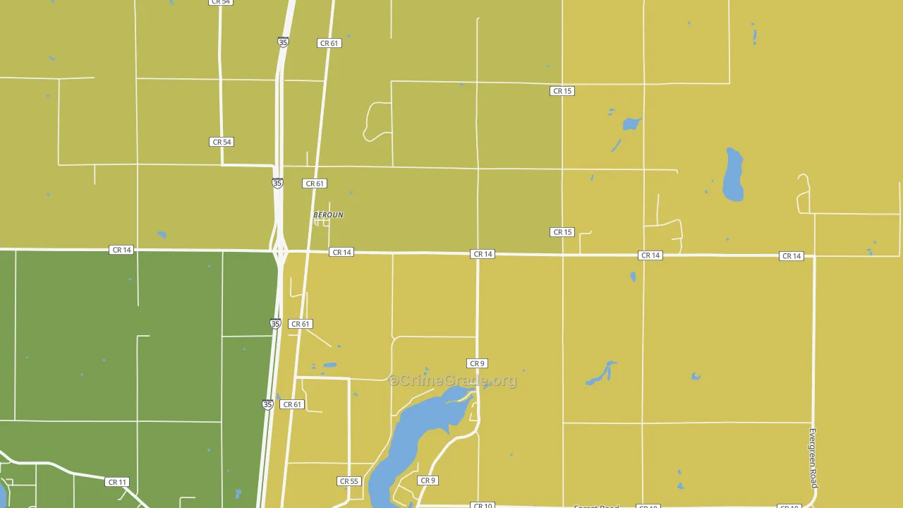 Beroun, MN Map of Murder Rates