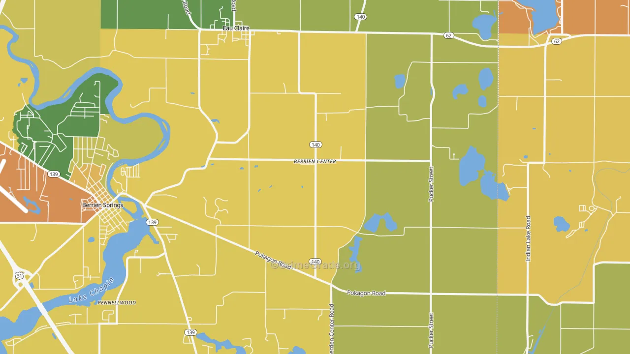 Berrien Center, MI Map of Murder Rates