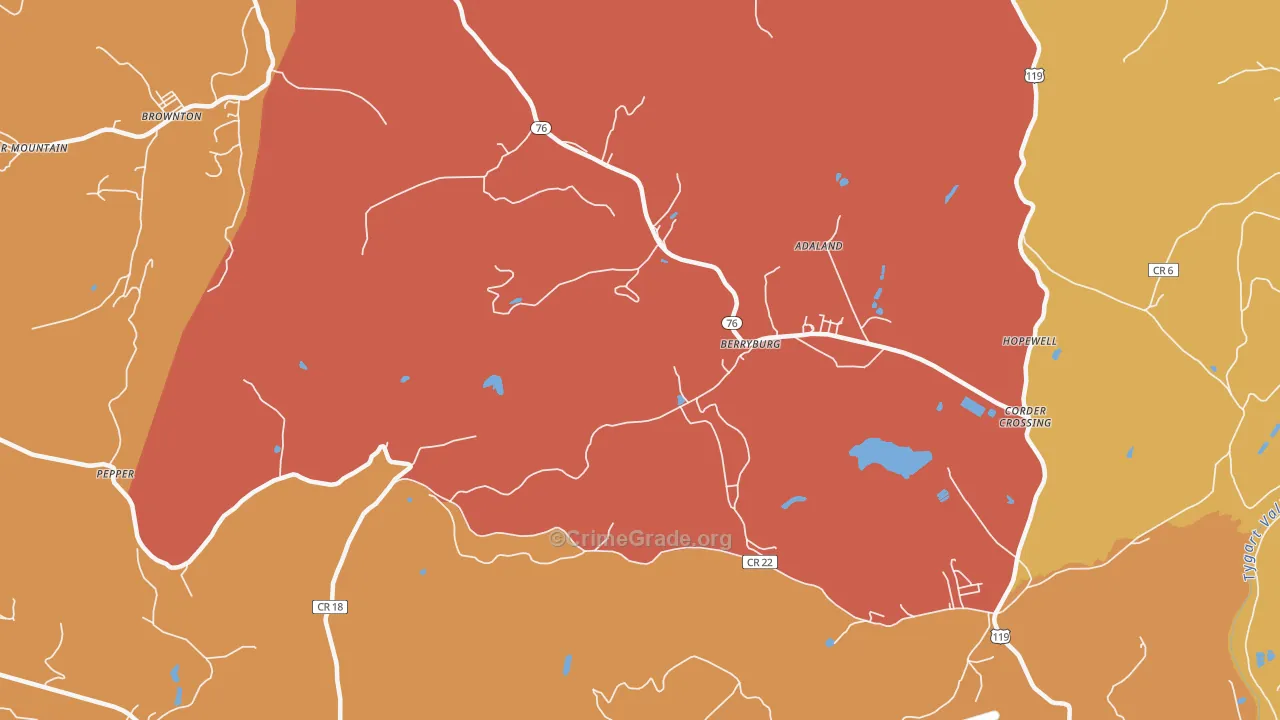 Berryburg, WV Map of Murder Rates