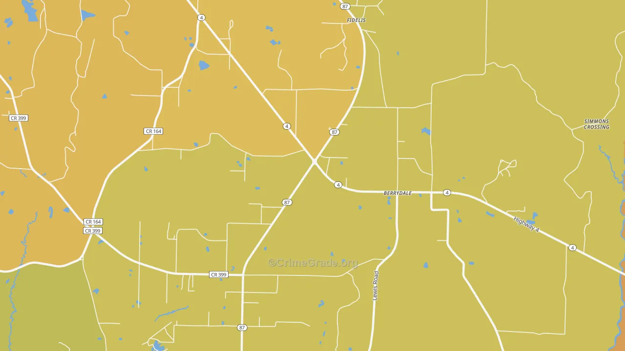 Berrydale, FL Map of Murder Rates