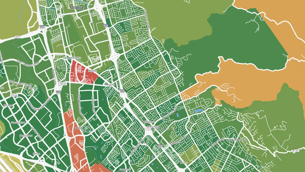 Berryessa, San Jose, CA Map of Murder Rates