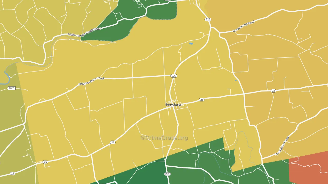 Berrysburg, PA Map of Murder Rates