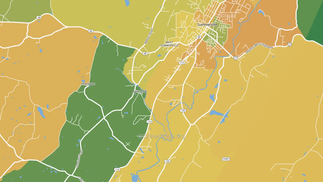 Berryton, GA Map of Murder Rates