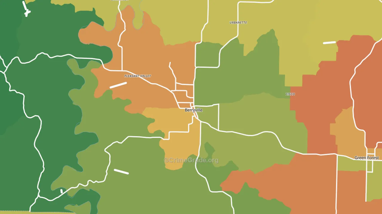 Berryville, AR Map of Murder Rates
