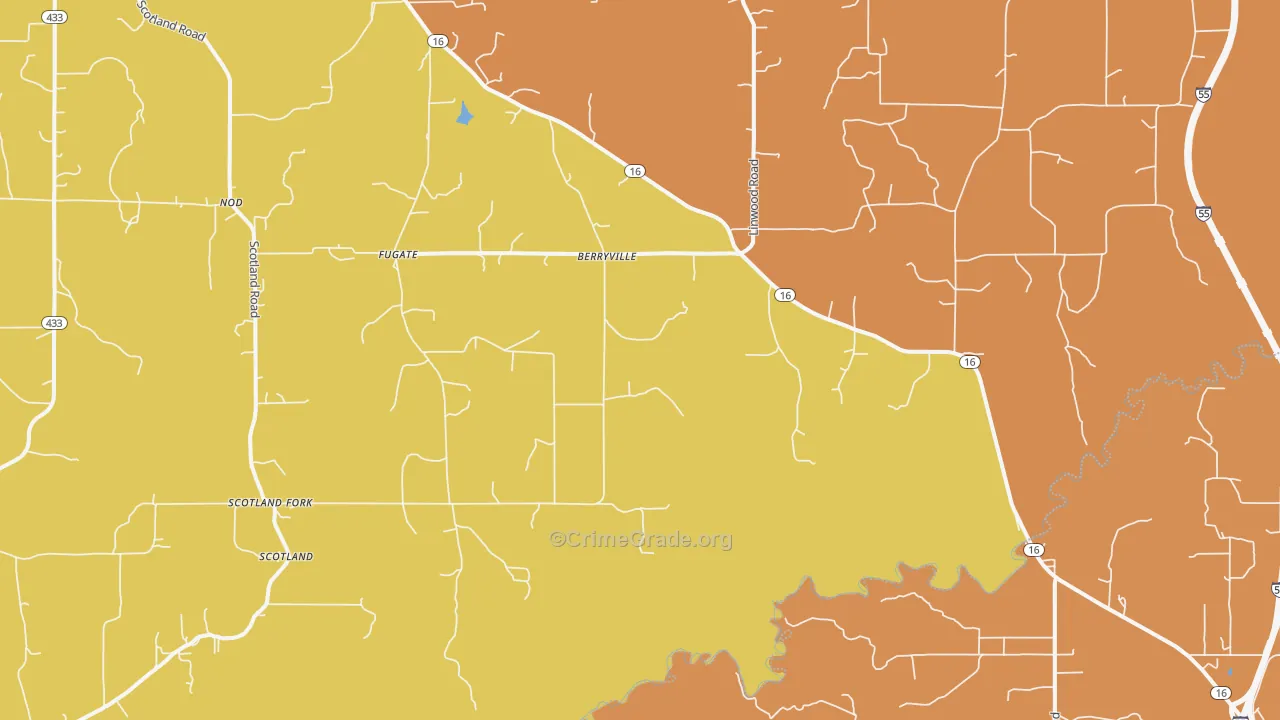 Berryville, MS Map of Murder Rates