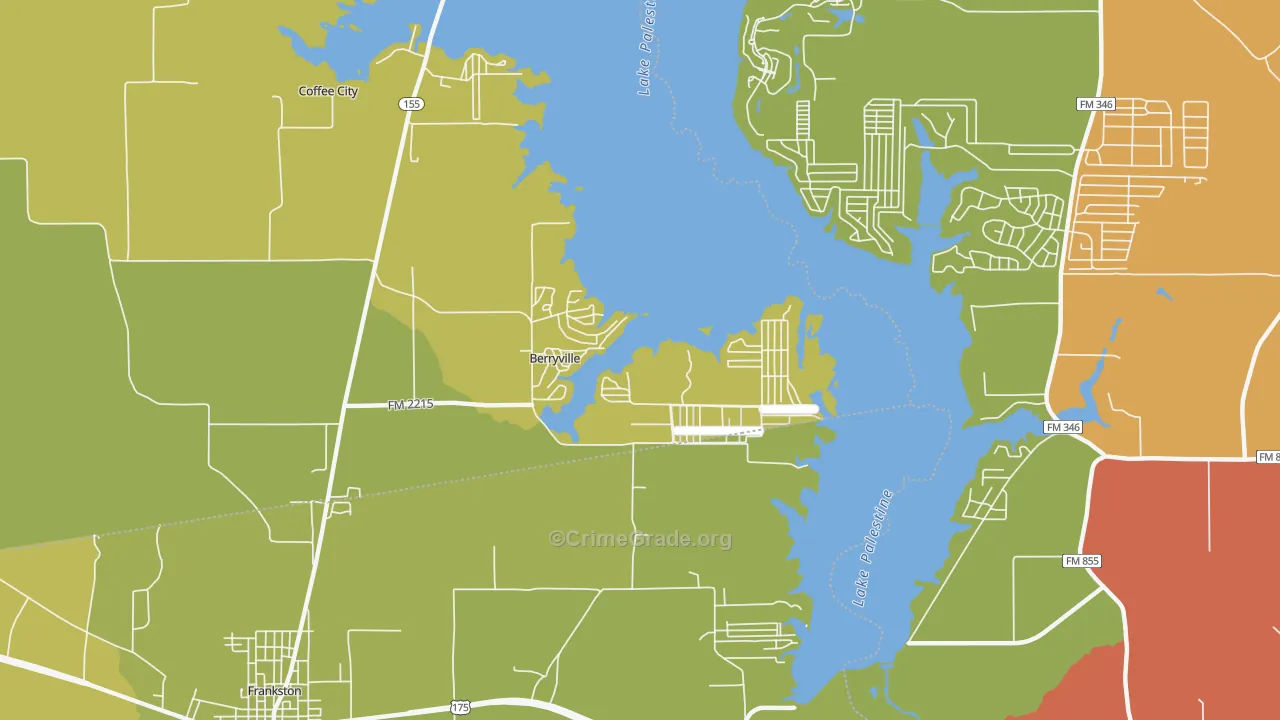 Berryville, TX Map of Murder Rates