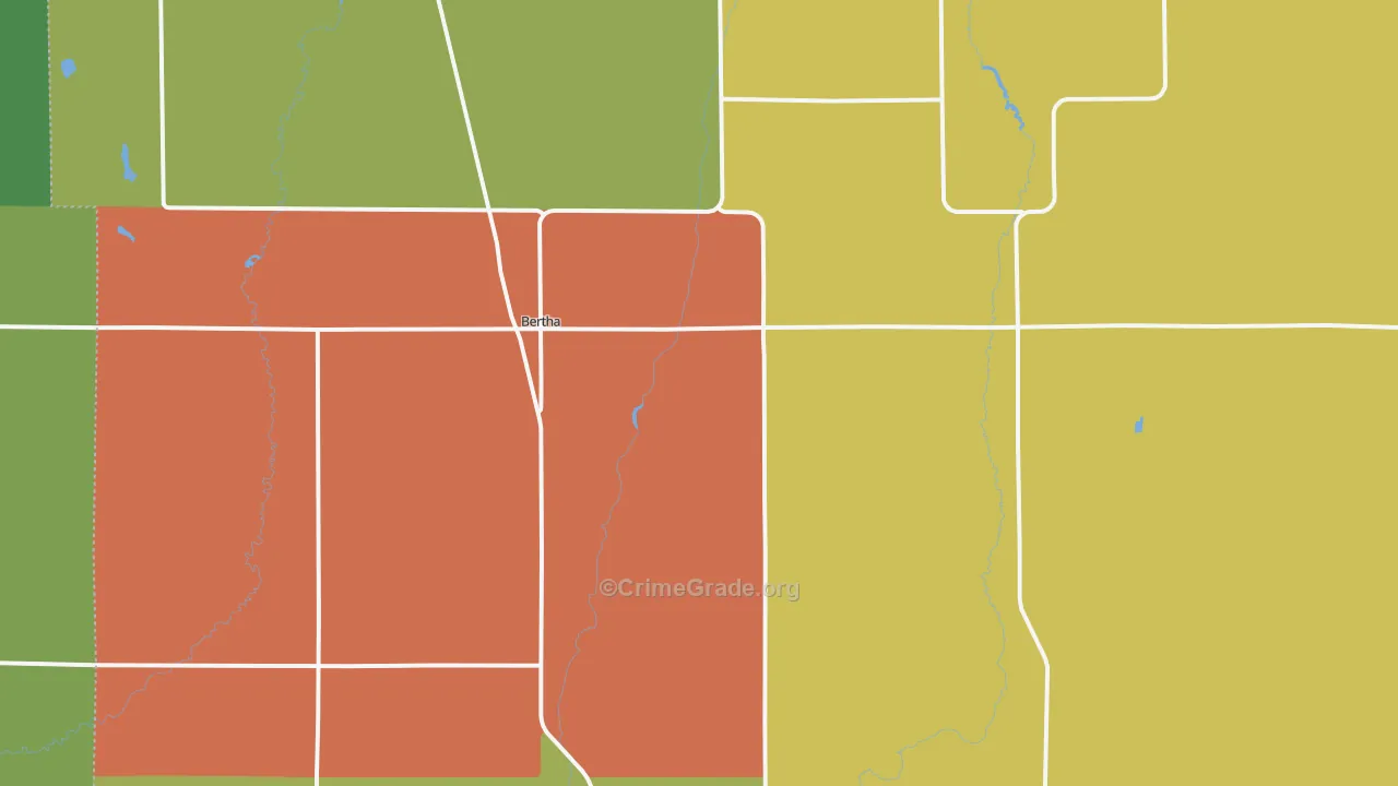 Bertha, MN Map of Murder Rates