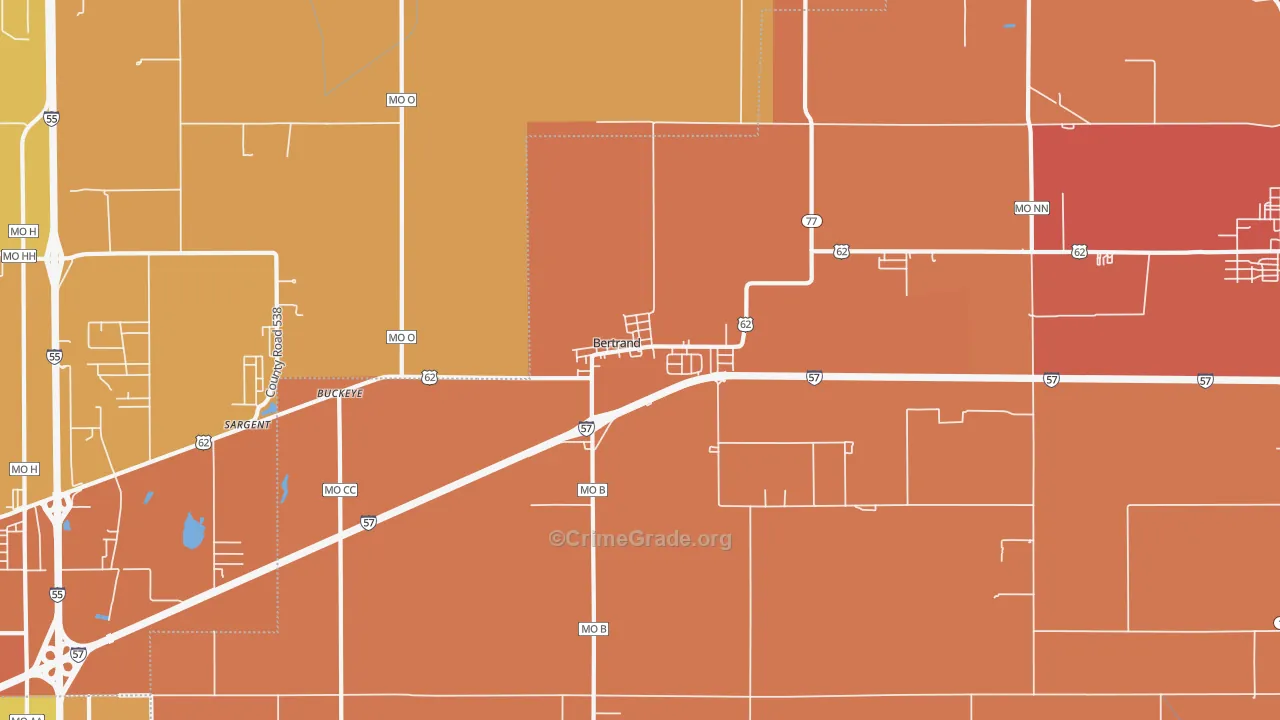 Bertrand, MO Map of Murder Rates