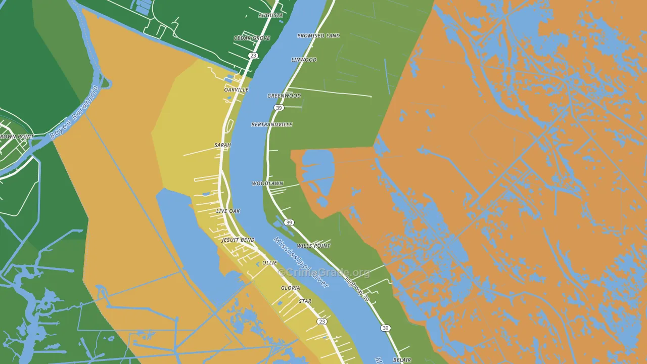 Bertrandville, LA Map of Murder Rates