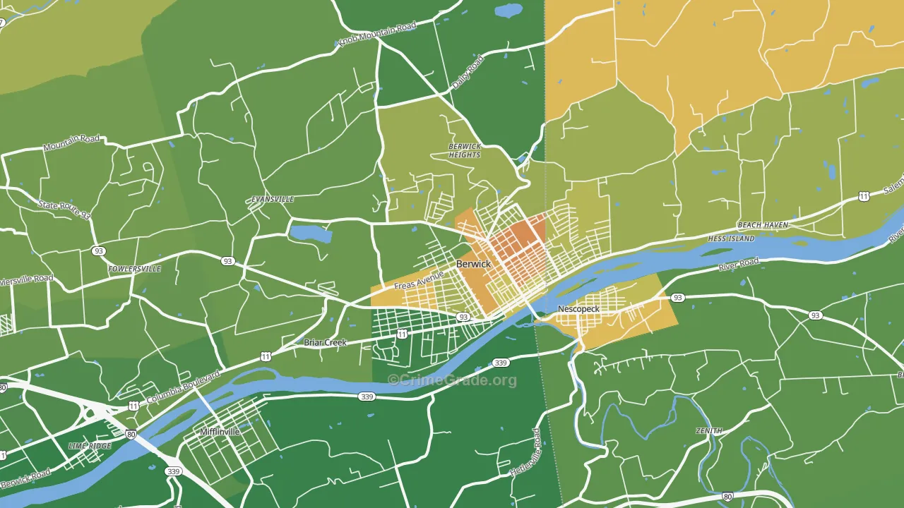 Berwick, PA Map of Murder Rates