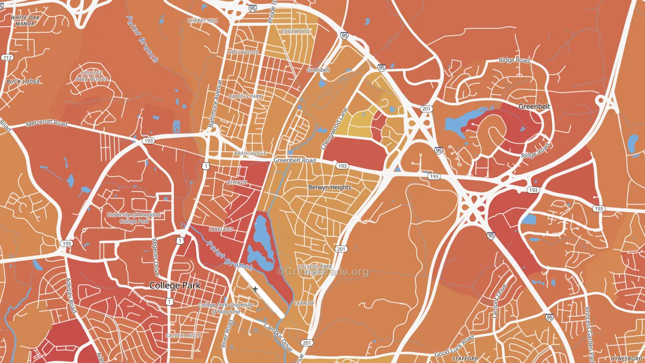 Berwyn Heights, MD Map of Murder Rates