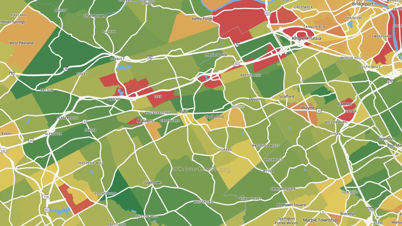 Berwyn, PA Map of Murder Rates