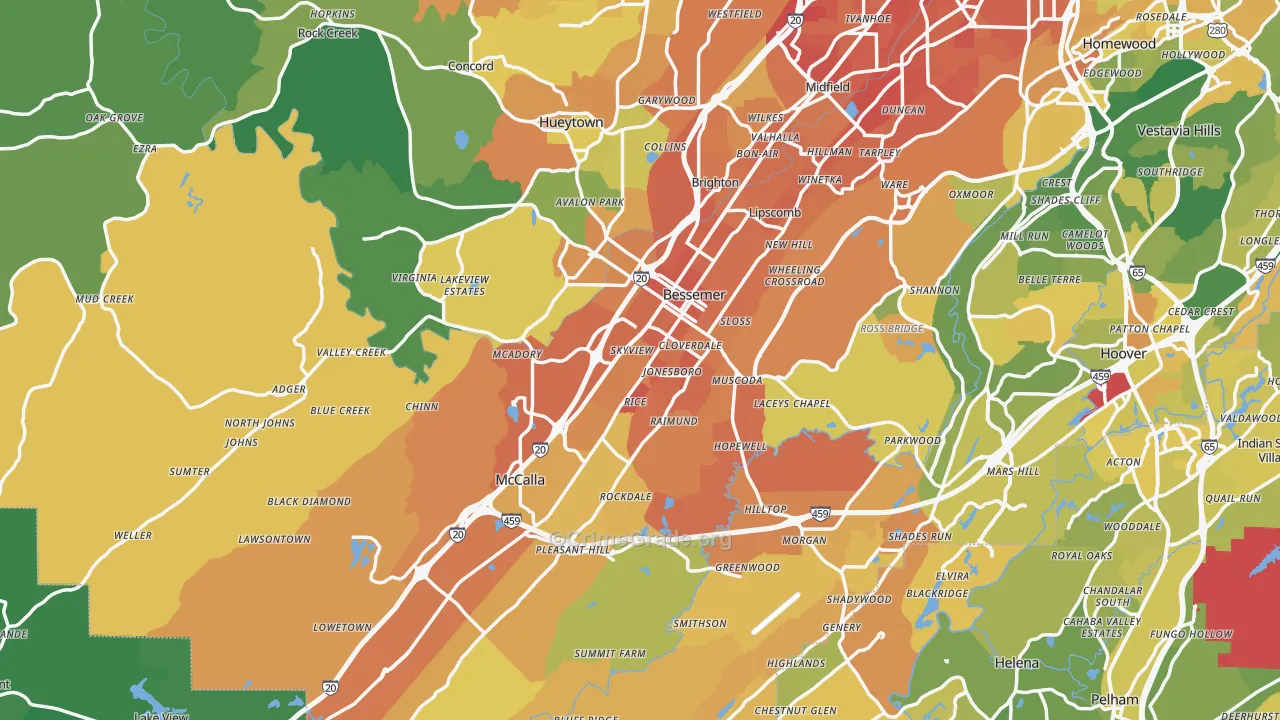 Bessemer, AL Map of Murder Rates