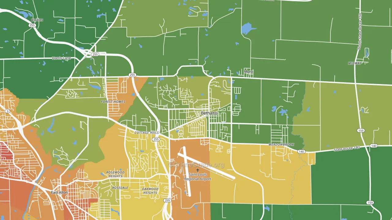 Bethalto, IL Map of Murder Rates