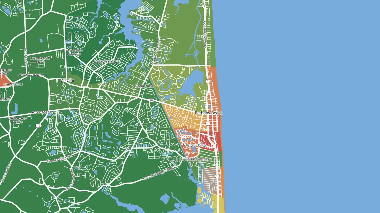 Bethany Beach, DE Map of Murder Rates