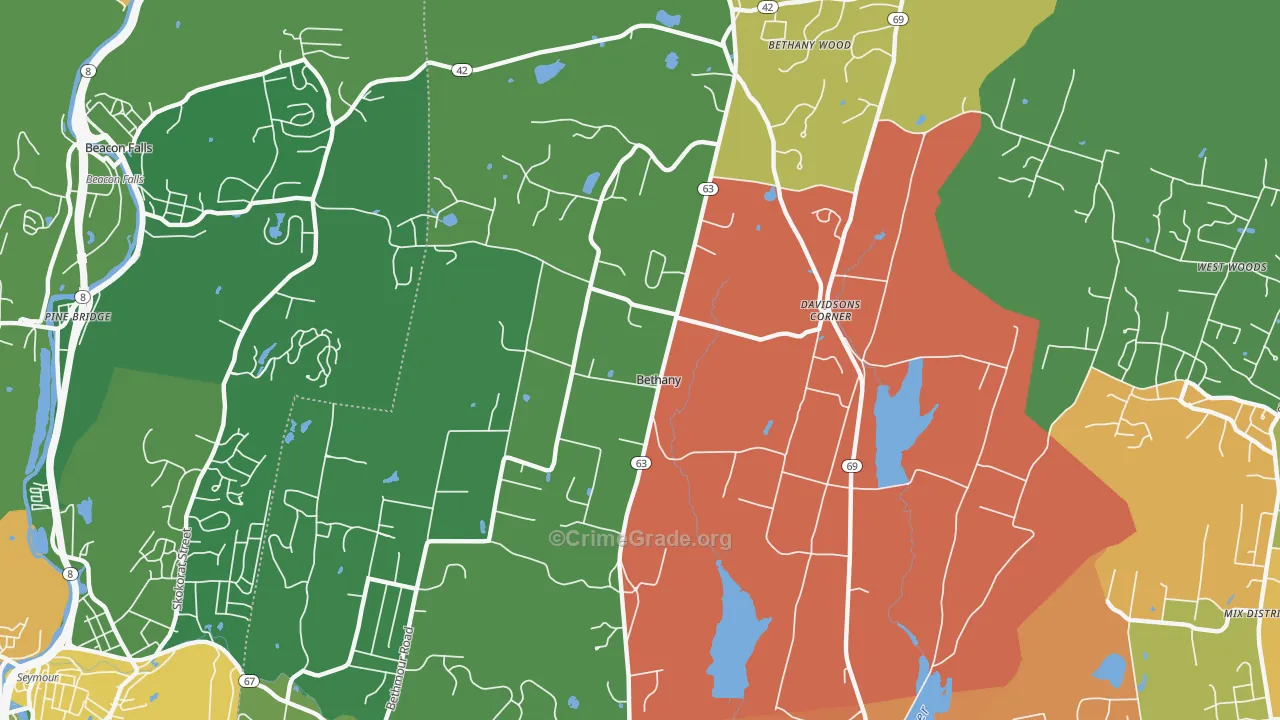 Bethany, CT Map of Murder Rates