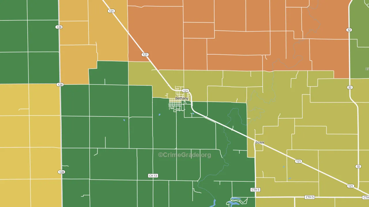 Bethany, IL Map of Murder Rates