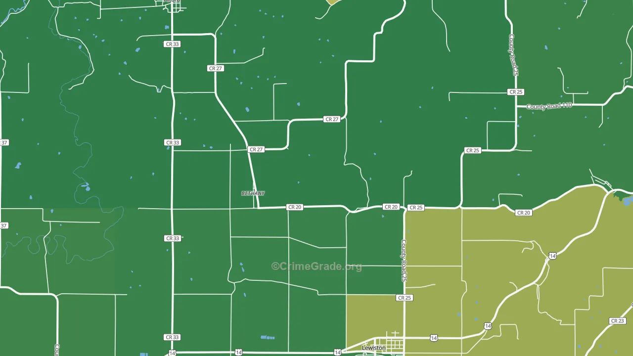 Bethany, MN Map of Murder Rates
