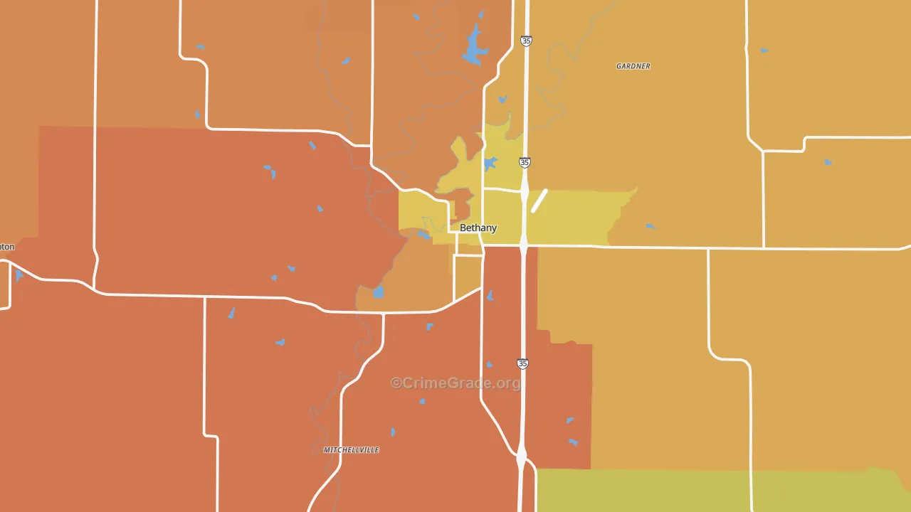 Bethany, MO Map of Murder Rates