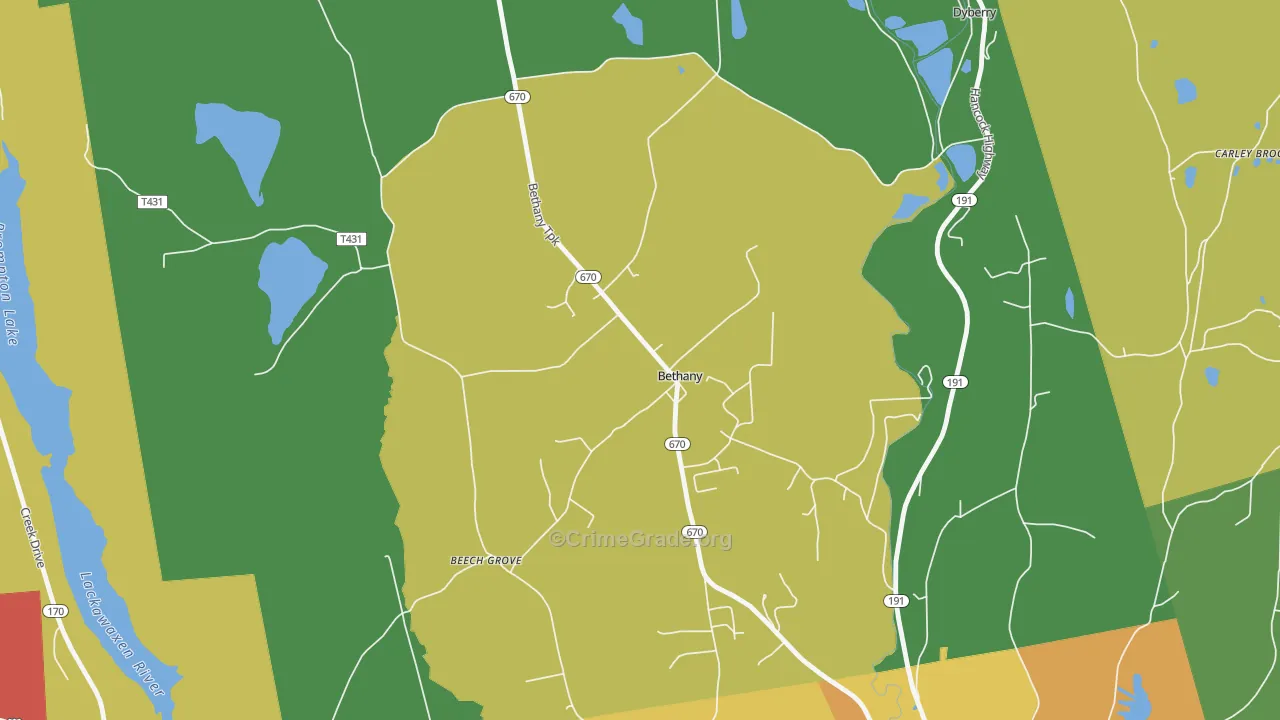 Bethany, PA Map of Murder Rates