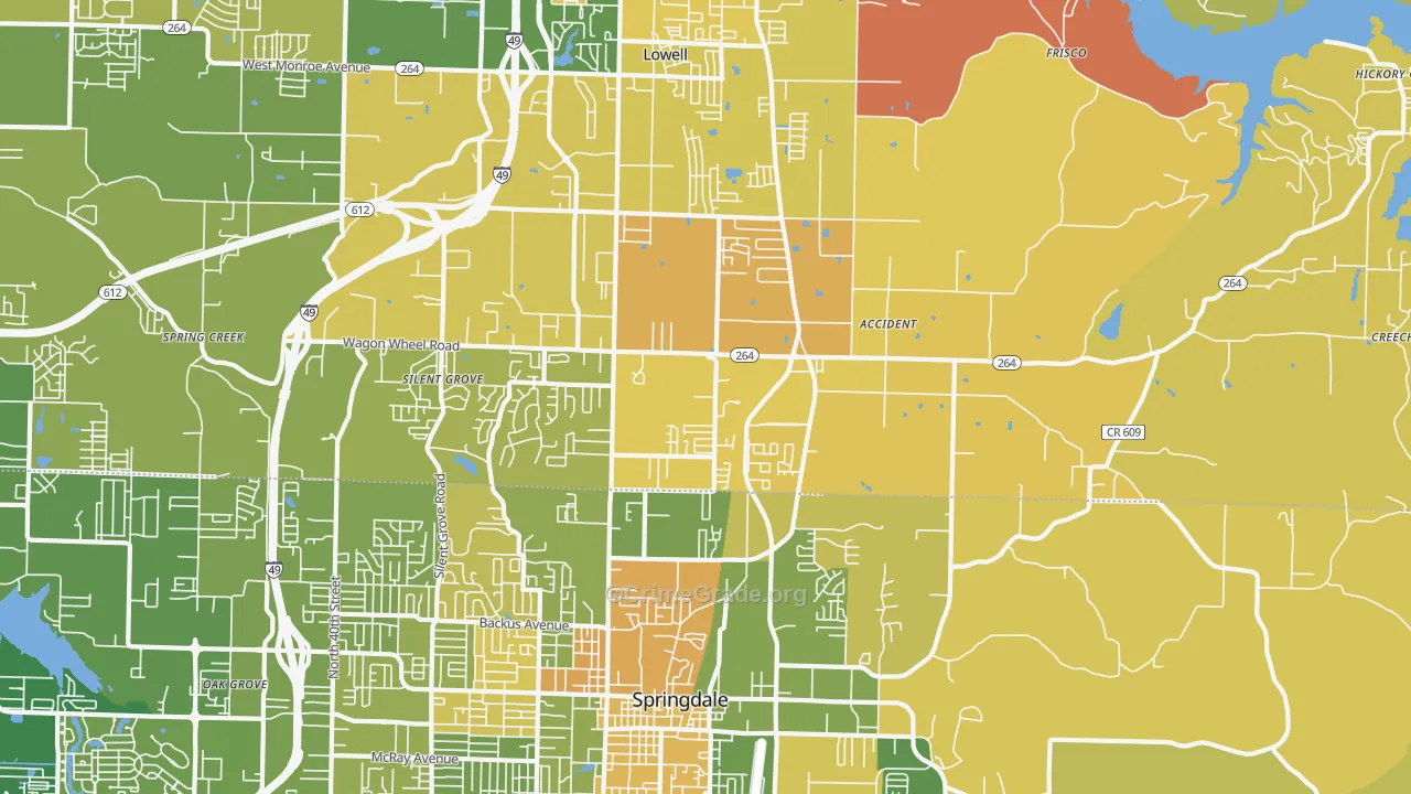 Bethel Heights, AR Map of Murder Rates