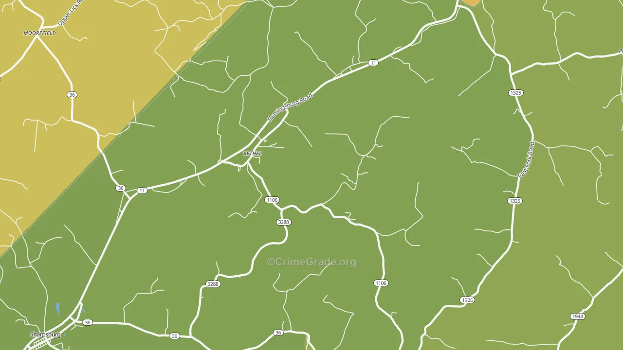 Bethel, KY Map of Murder Rates