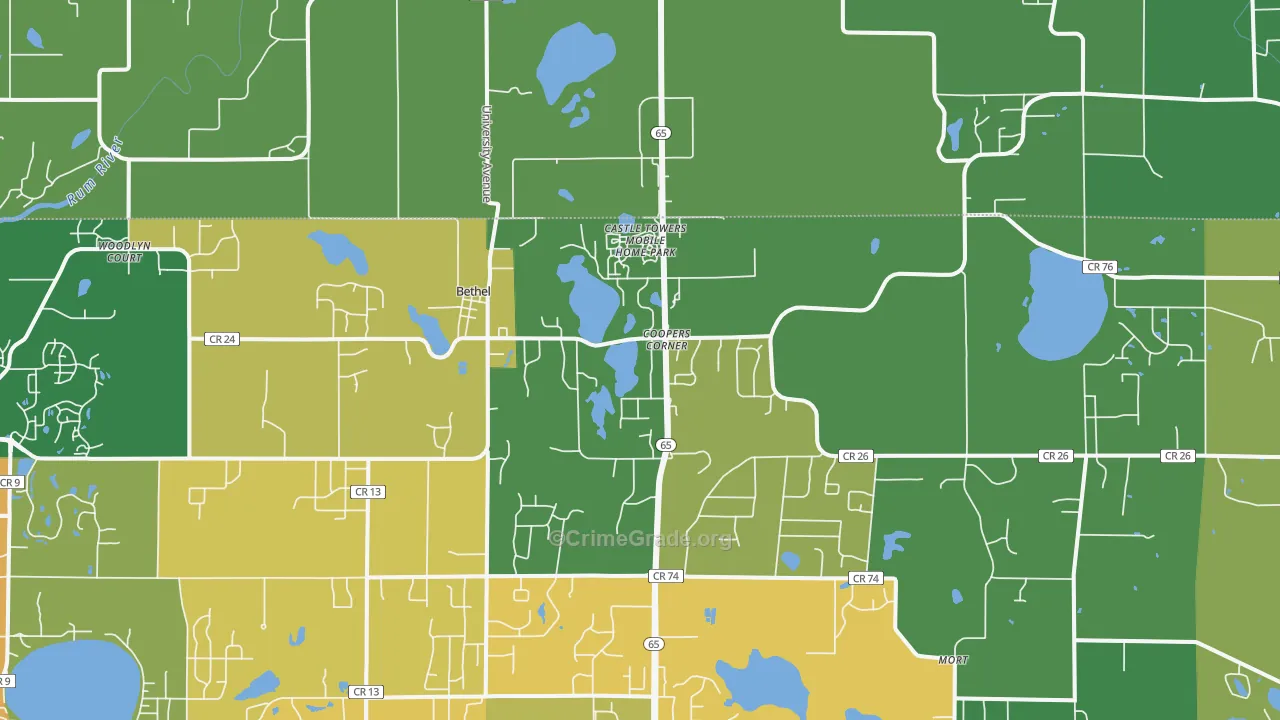 Bethel, MN Map of Murder Rates