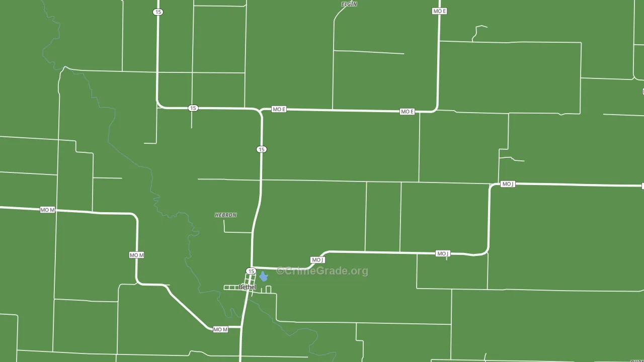 Bethel, MO Map of Murder Rates