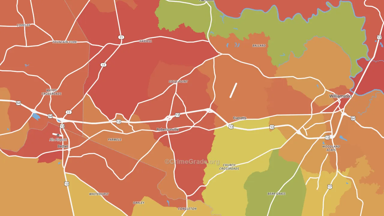 Bethel, NC Map of Murder Rates