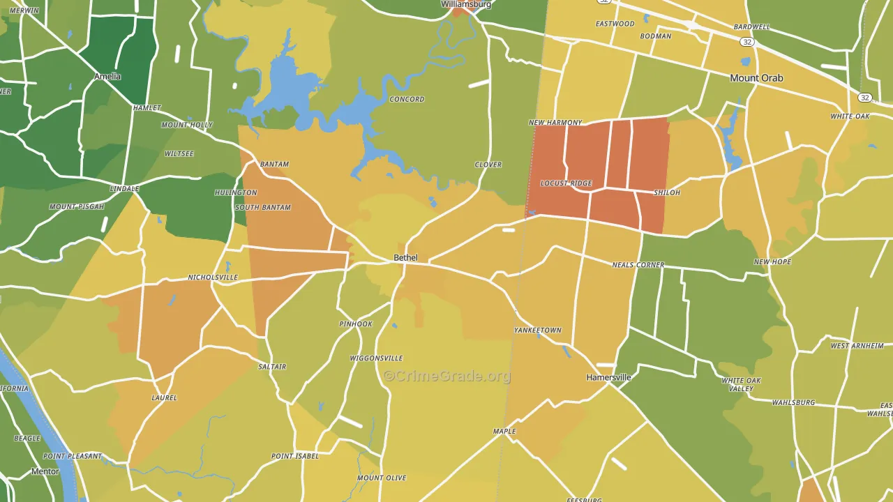 Bethel, OH Map of Murder Rates