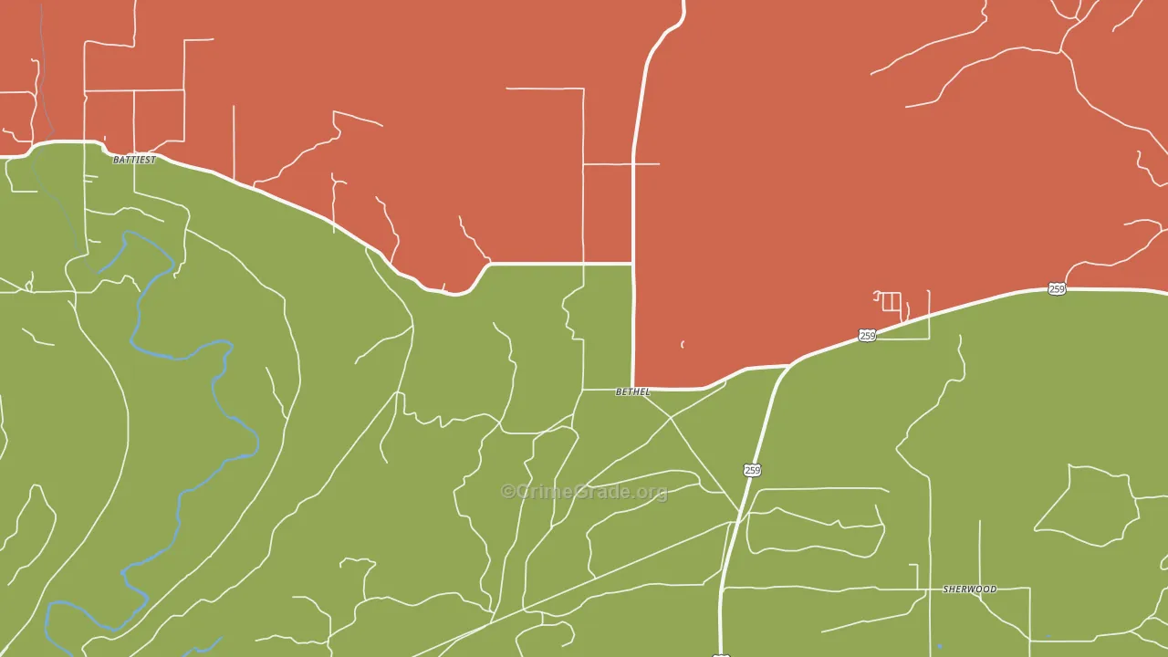 Bethel, OK Map of Murder Rates