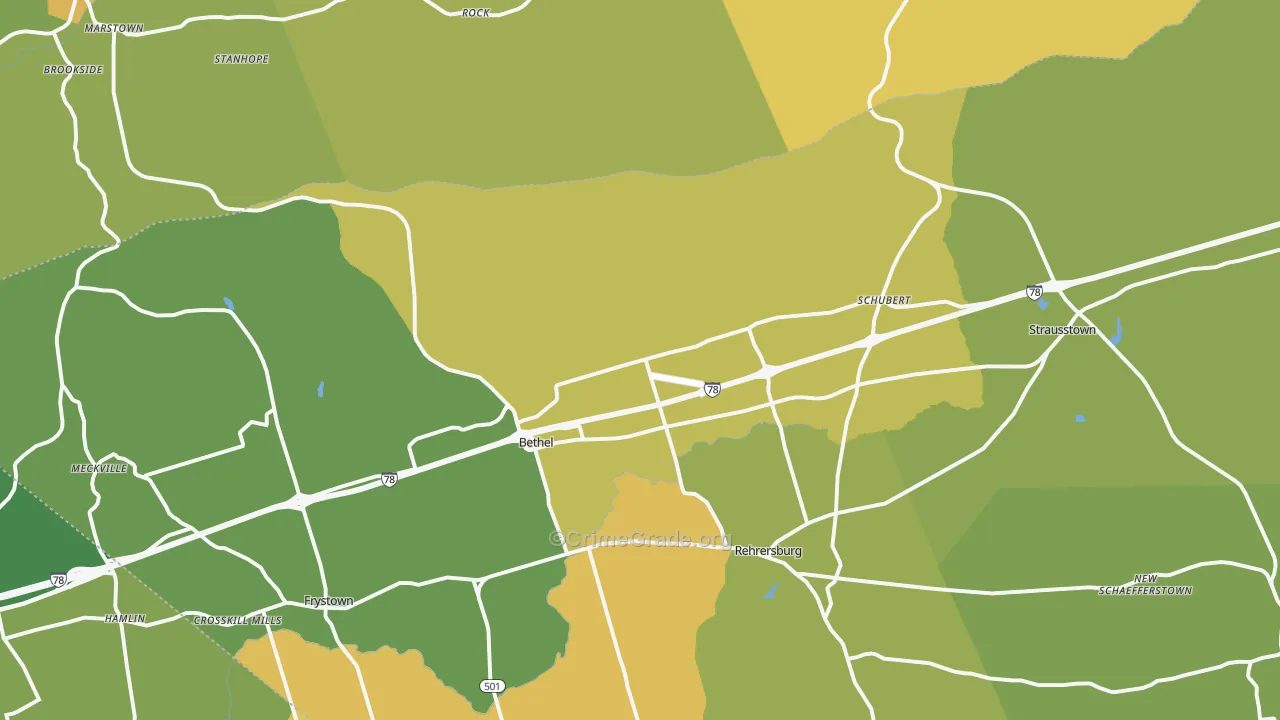Bethel, PA Map of Murder Rates
