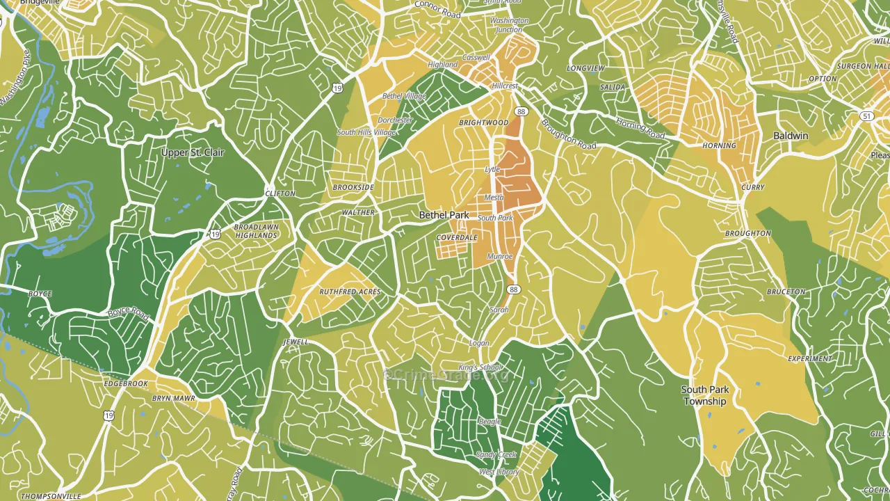 Bethel Park, PA Map of Murder Rates