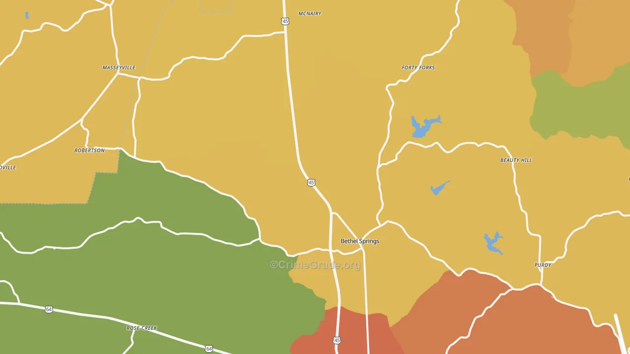 Bethel Springs, TN Map of Murder Rates