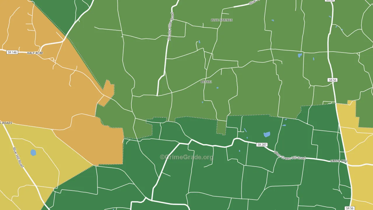 Bethel, TN Map of Murder Rates