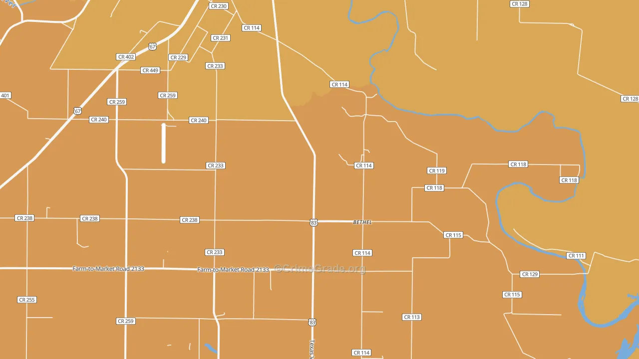 Bethel, TX Map of Murder Rates