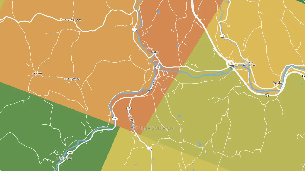 Bethel, VT Map of Murder Rates