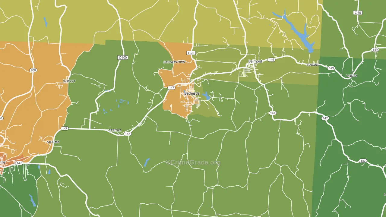 Bethesda, OH Map of Murder Rates